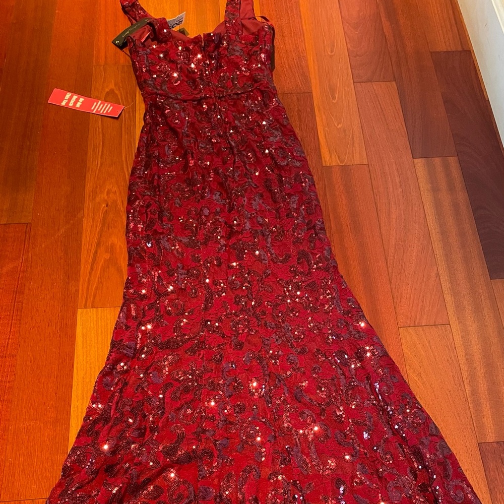 Burgundy Sequined ball gown